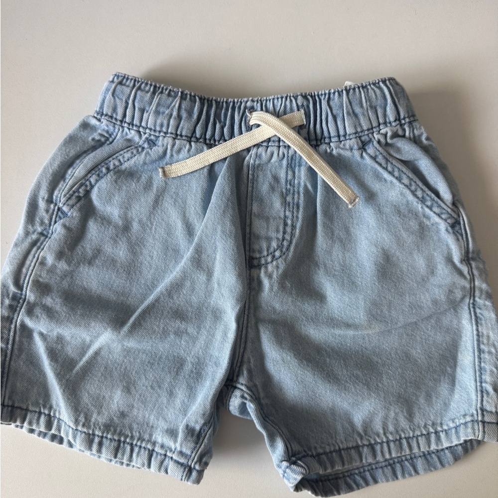Zara Light Blue Elastic Waist Denim Shorts